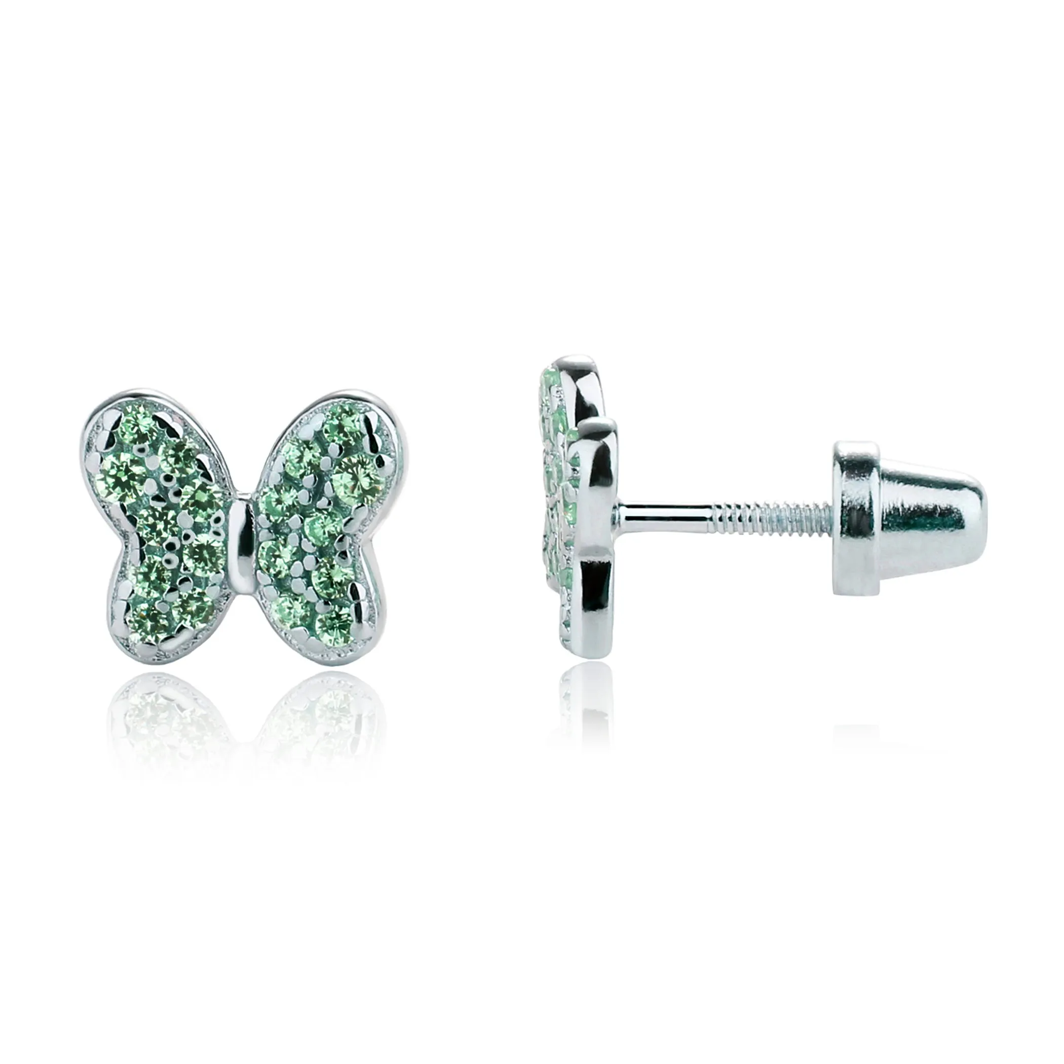 Sterling Silver Kid's Birthstone Butterfly Earrings for Toddlers and Girls