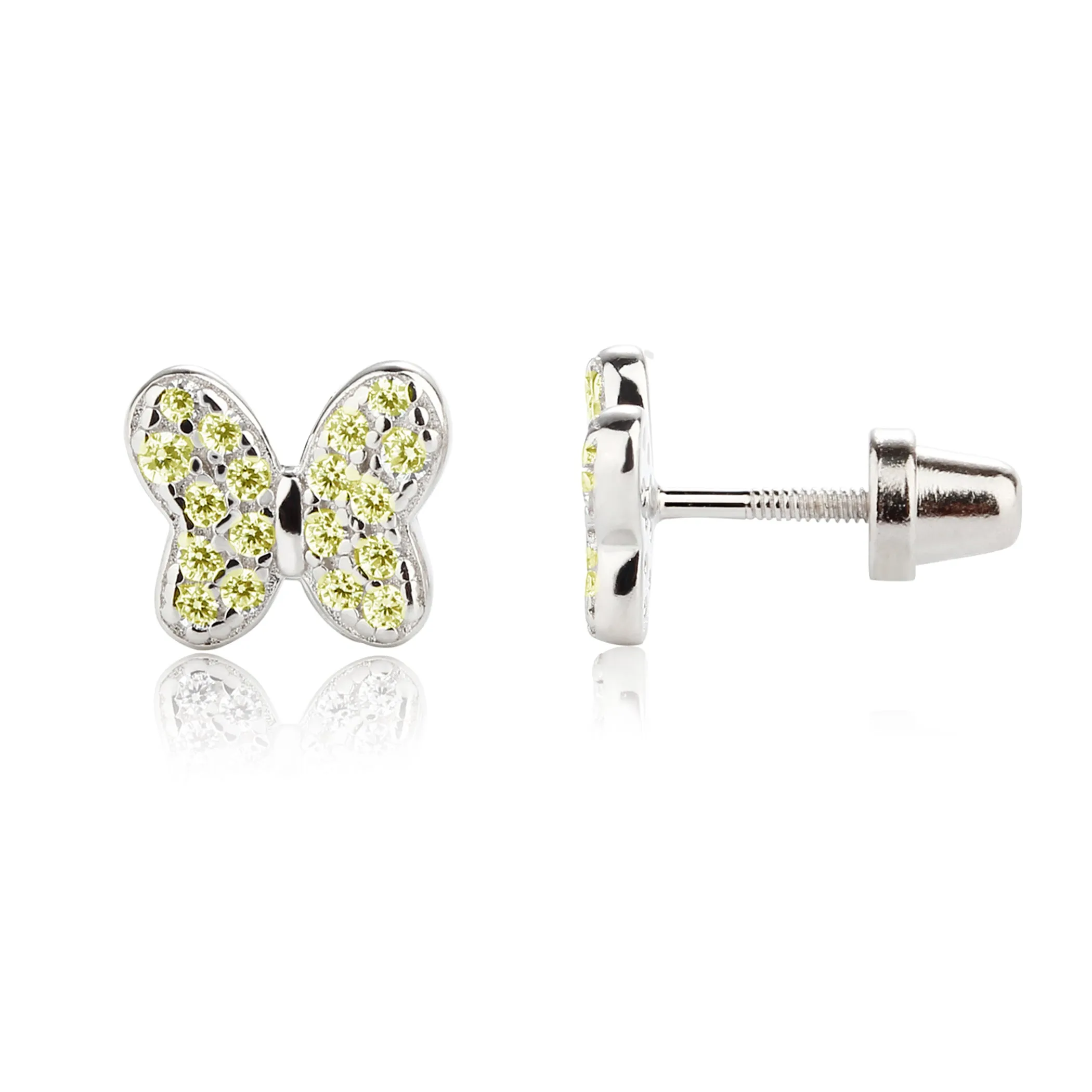 Sterling Silver Kid's Birthstone Butterfly Earrings for Toddlers and Girls