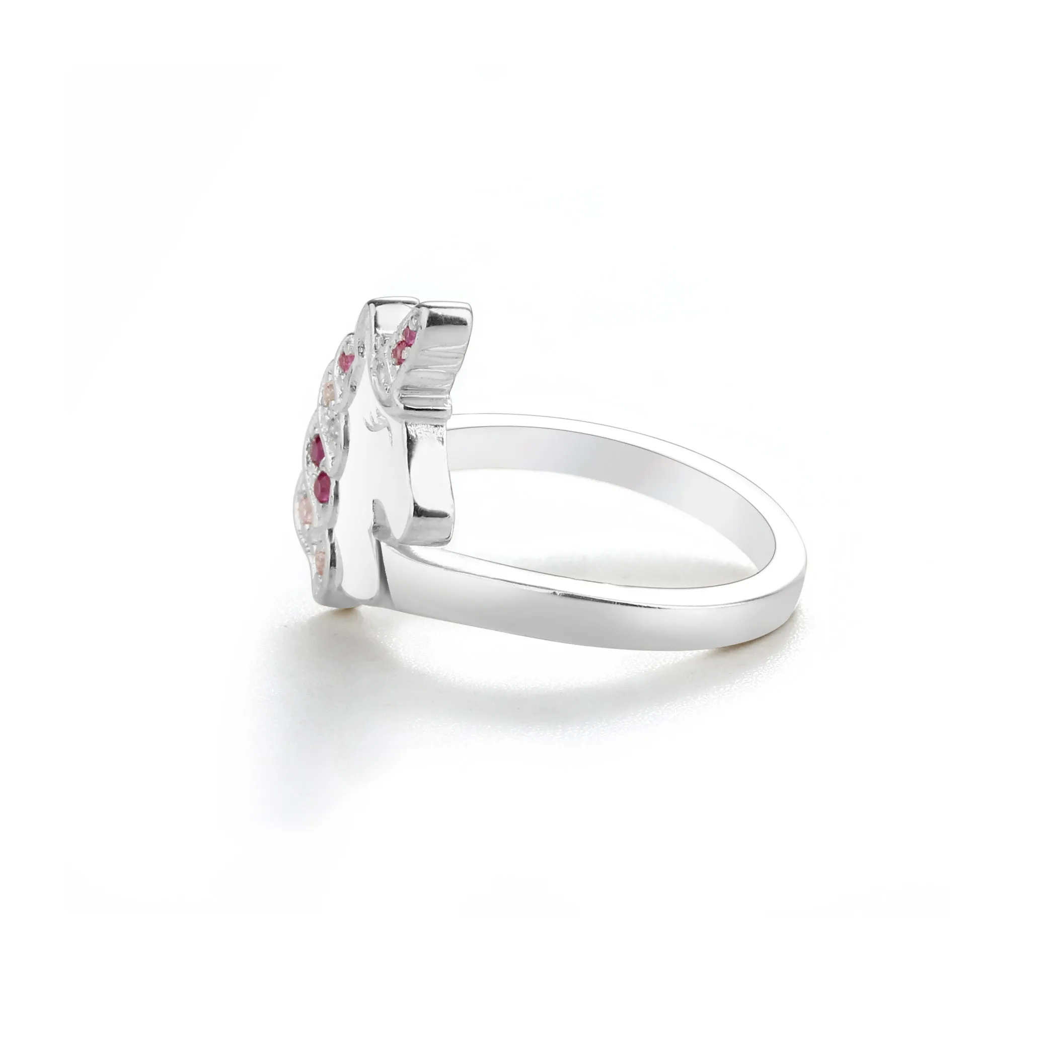 Sterling Silver Kid's Pink Unicorn Ring with CZs