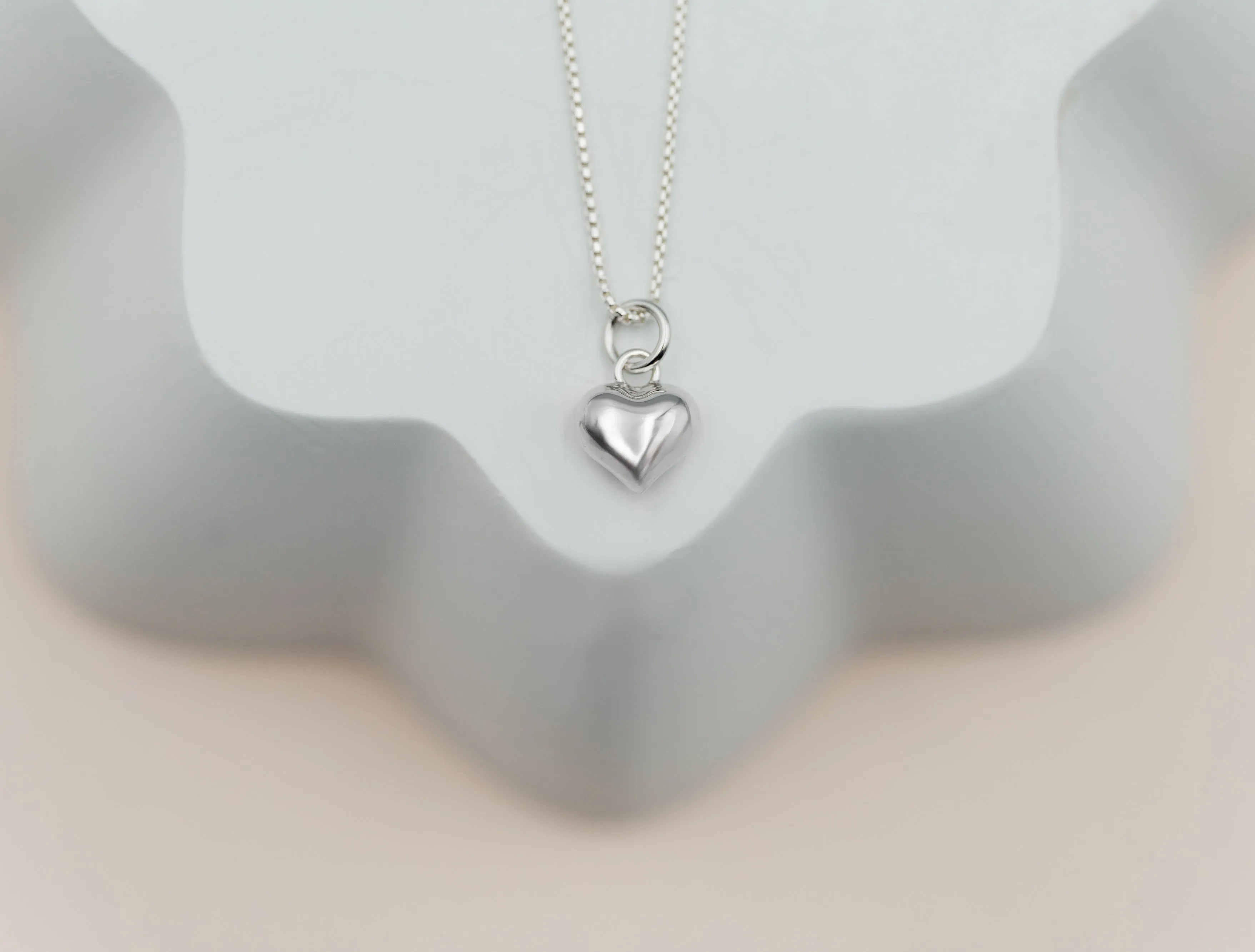 Sterling Silver Kid's Puff Heart Necklace