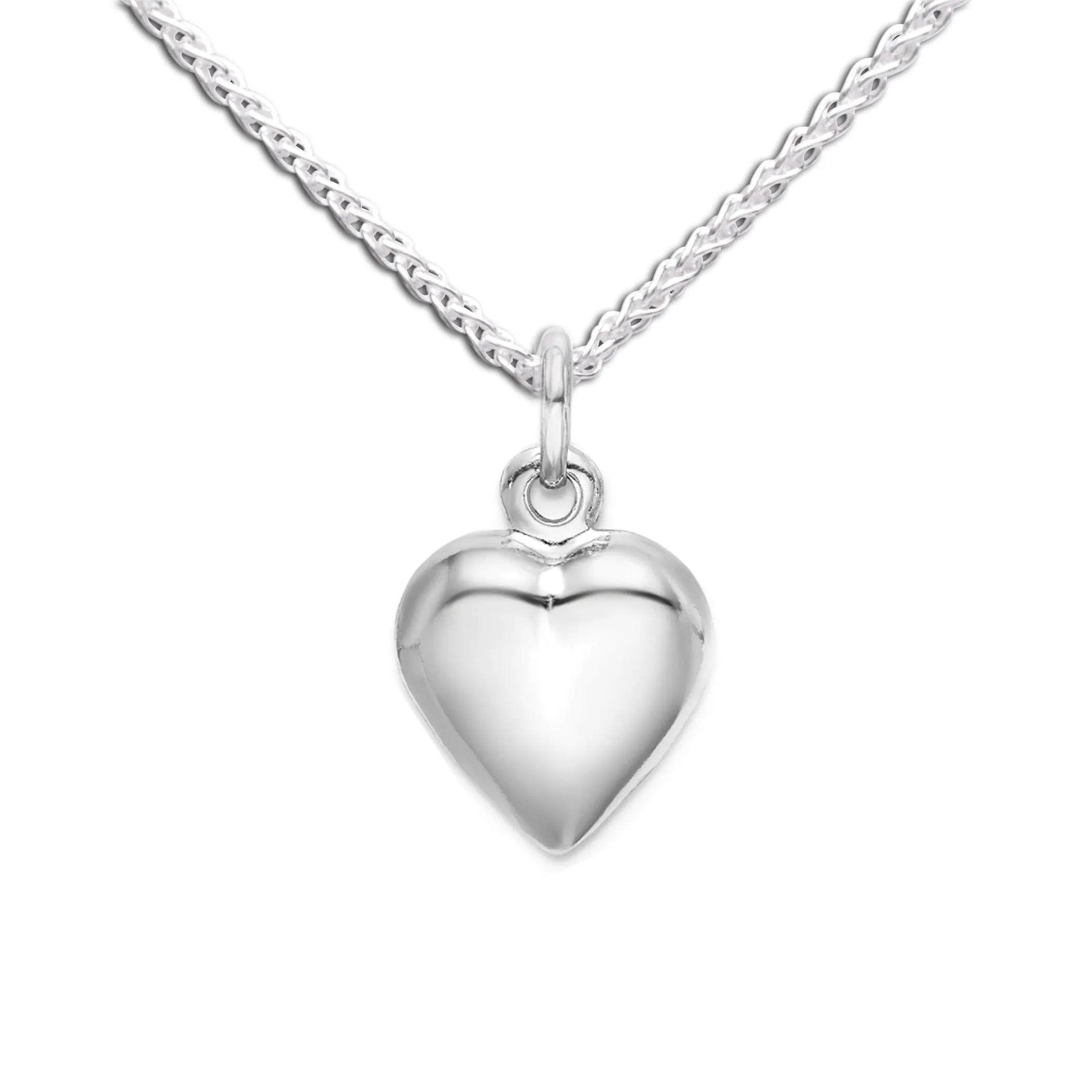 Sterling Silver Kid's Puff Heart Necklace