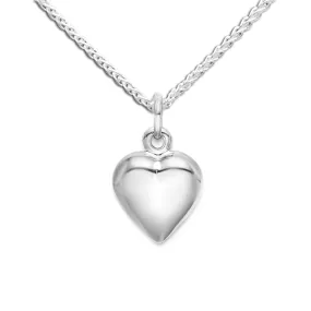 Sterling Silver Kid's Puff Heart Necklace