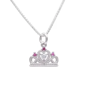 Sterling Silver Little Girls Tiara Necklace