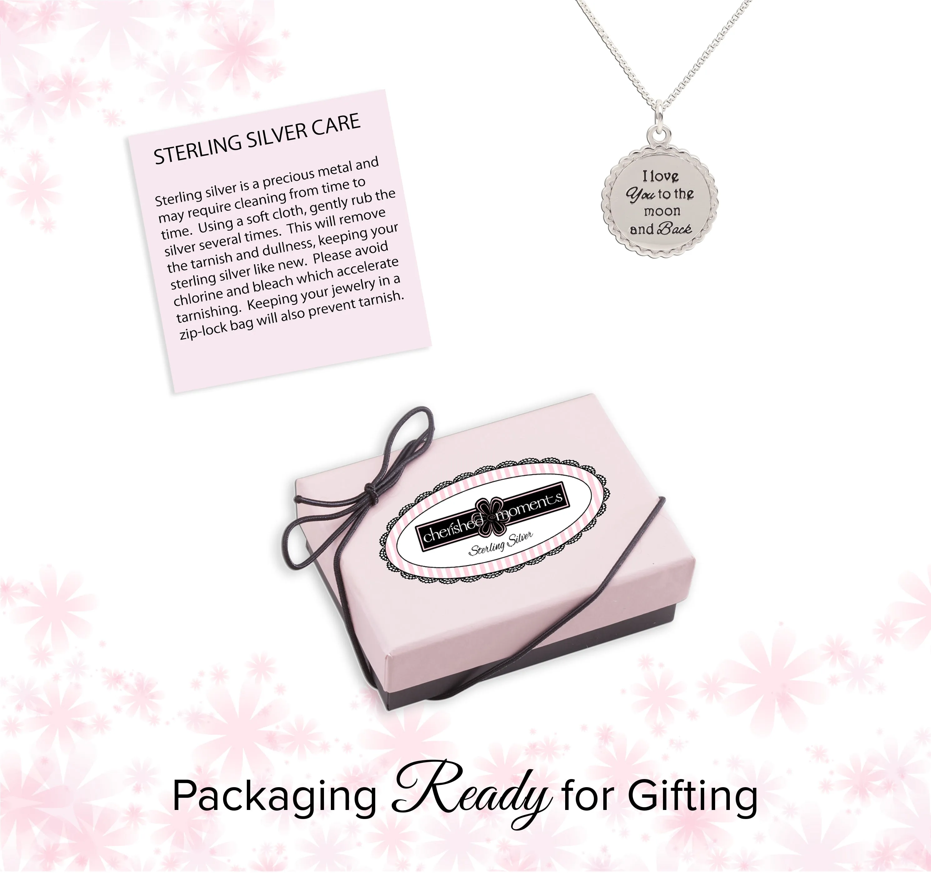 Sterling Silver 'Moon and Back' Birthstone Necklace for Girls