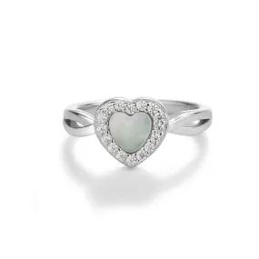 Sterling Silver Mother of Pearl Heart Ring for Kids