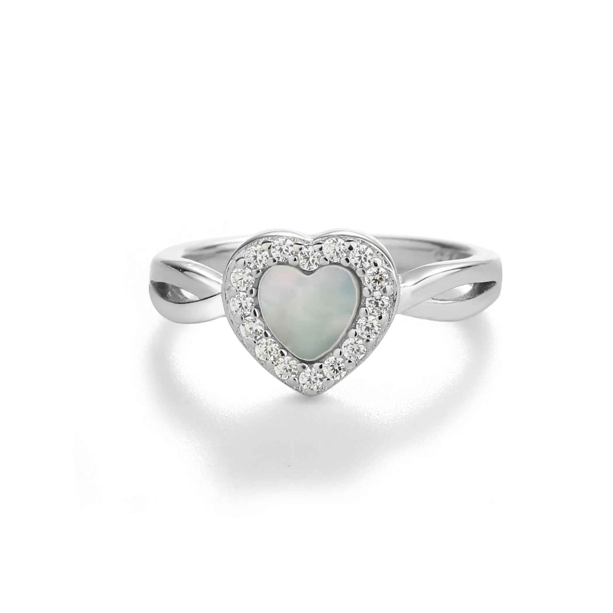 Sterling Silver Mother of Pearl Heart Ring for Kids