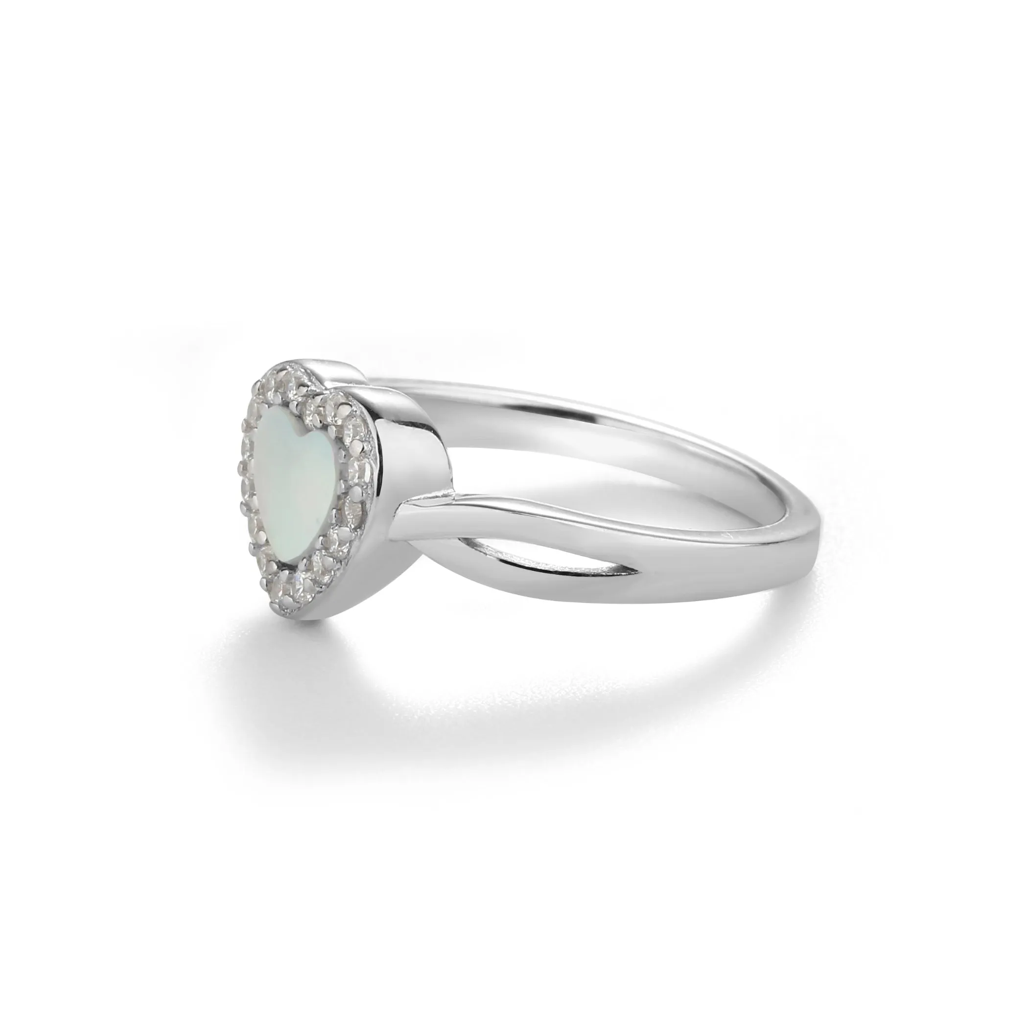 Sterling Silver Mother of Pearl Heart Ring for Kids