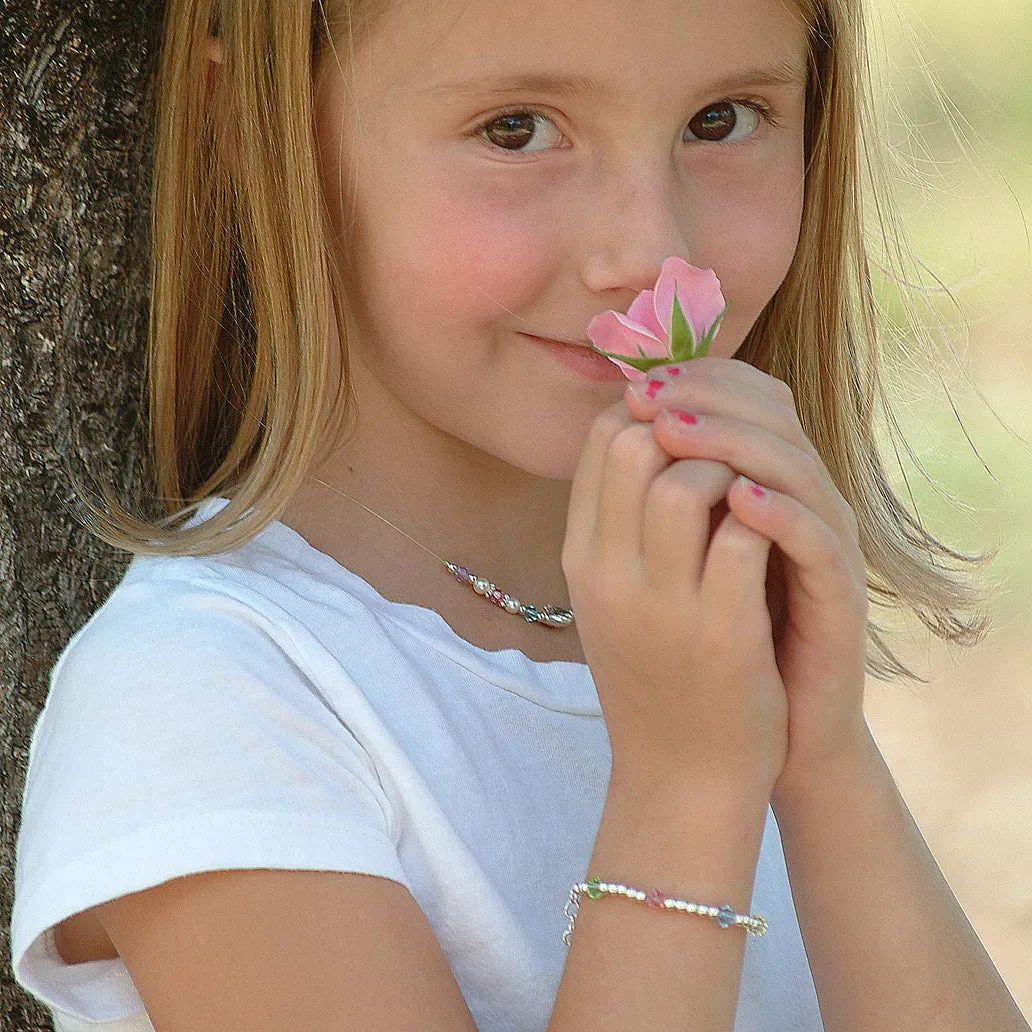 Sterling Silver Multi-Color Crystal Butterfly Bracelet for Kids