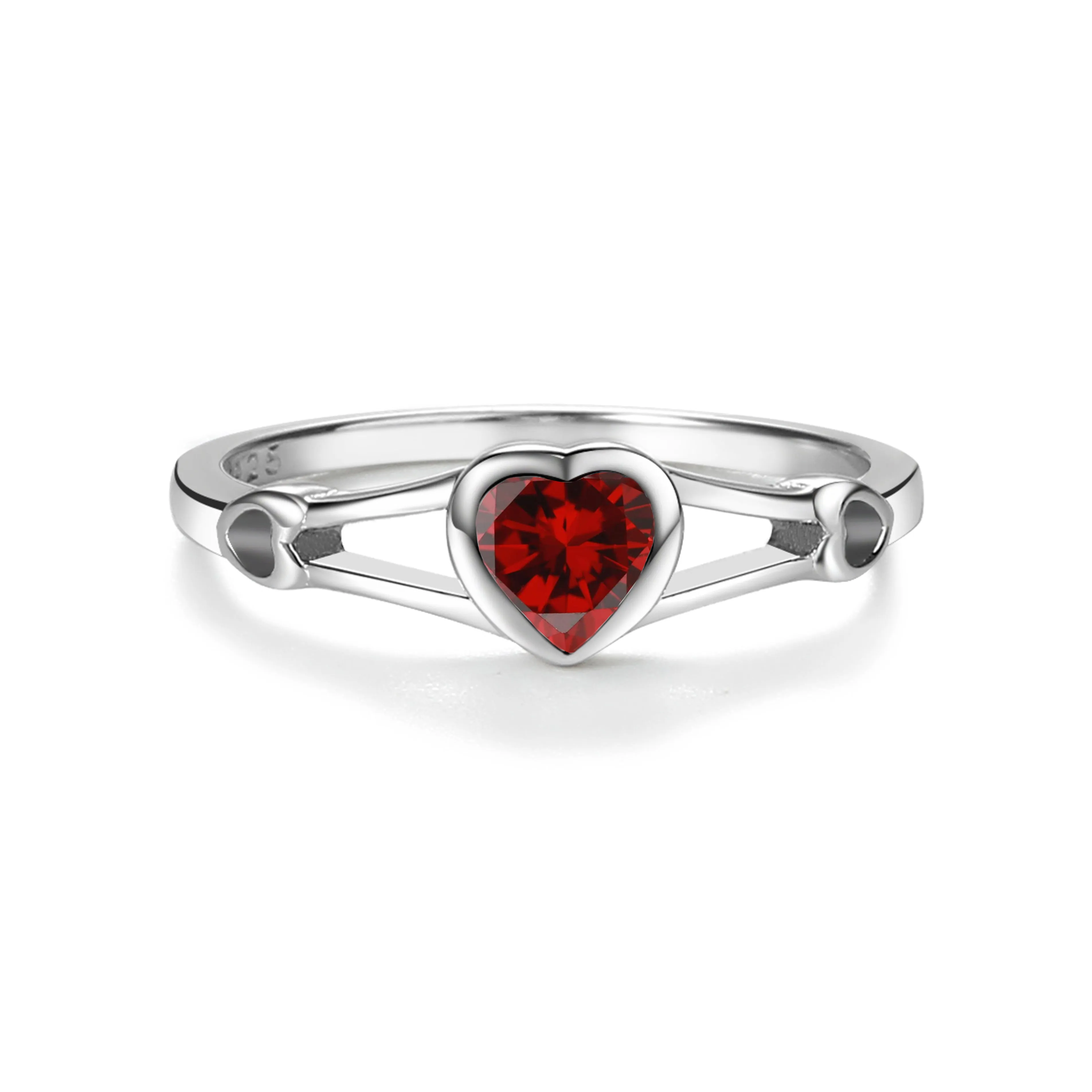 Sterling Silver Open Heart Birthstone Baby Ring for Kids