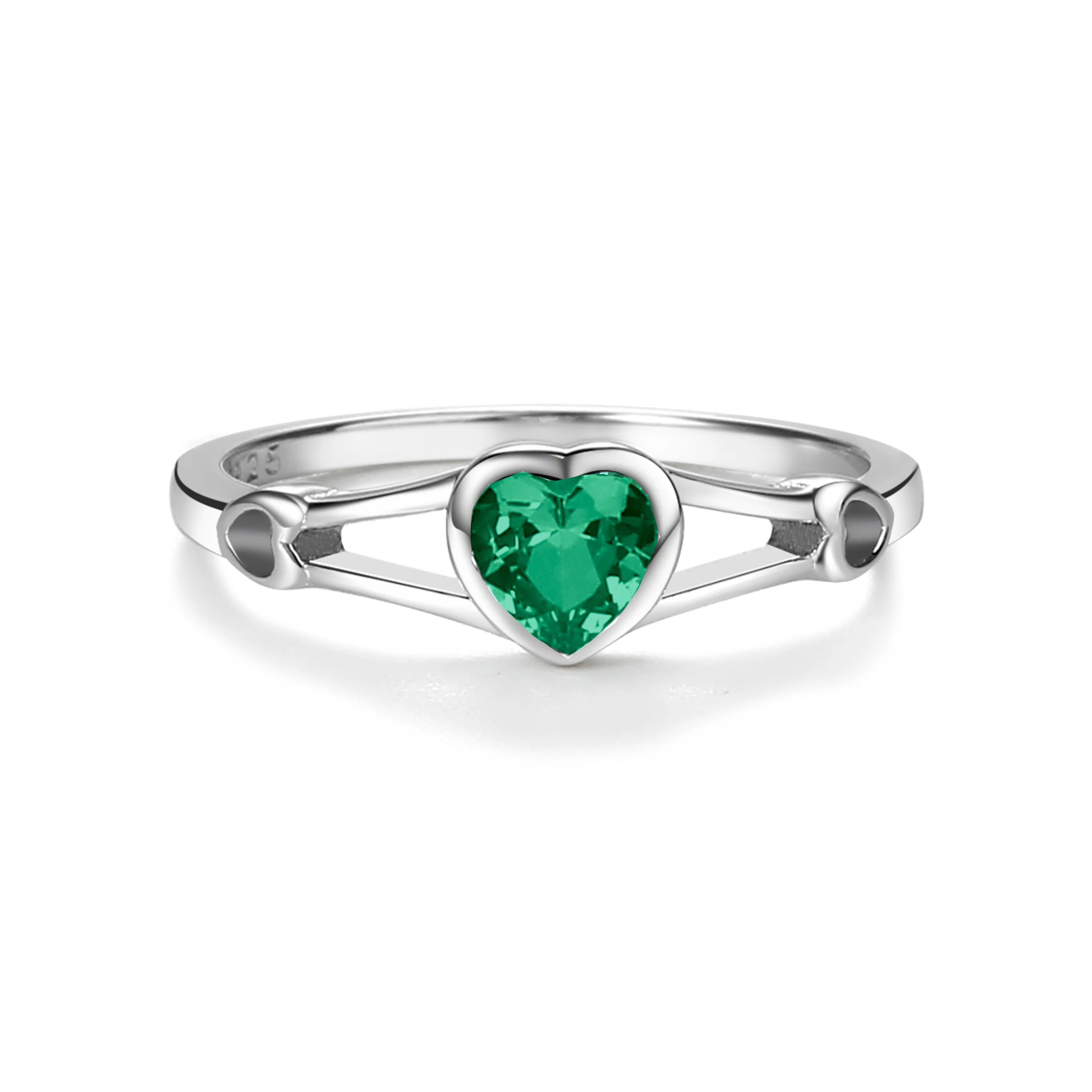 Sterling Silver Open Heart Birthstone Baby Ring for Kids