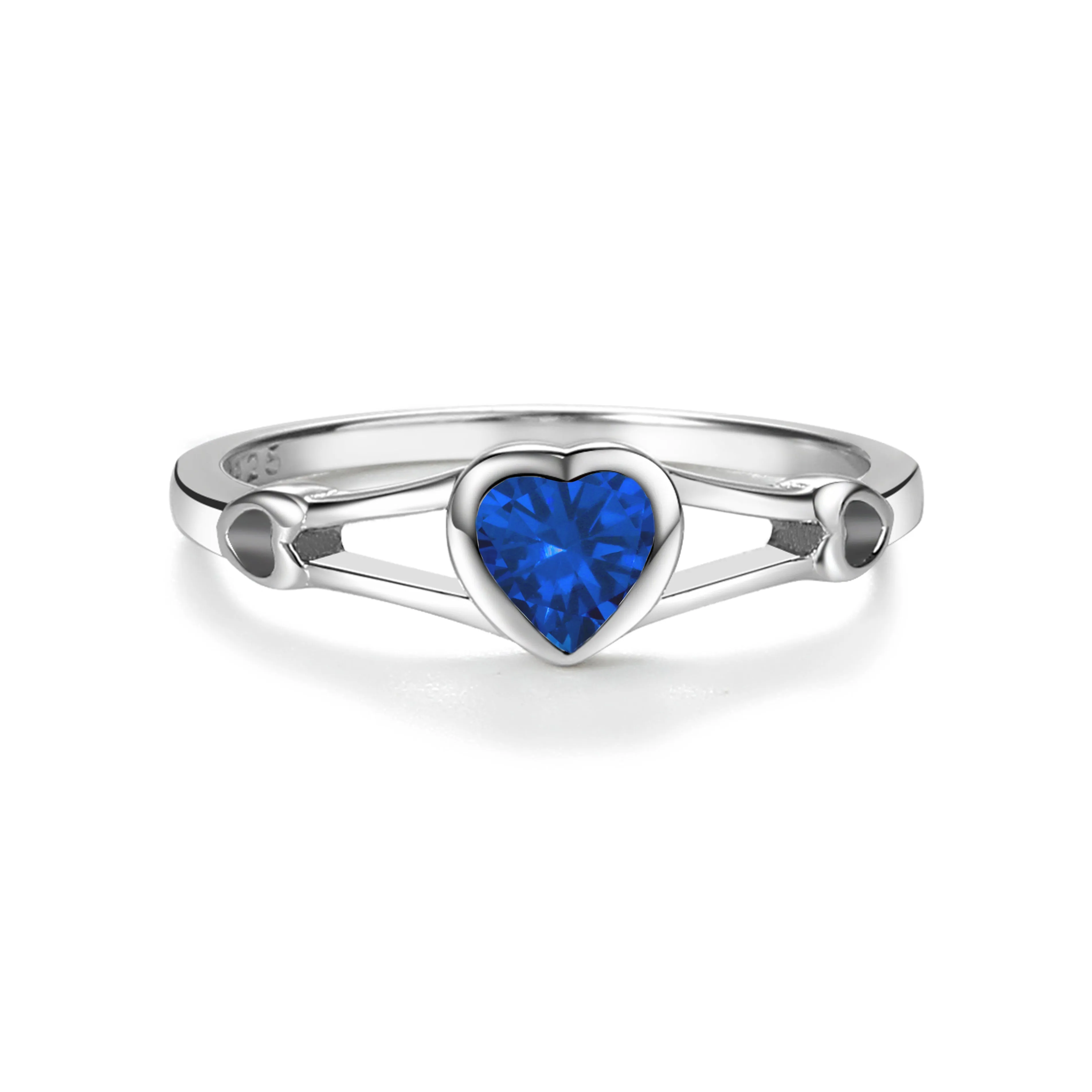 Sterling Silver Open Heart Birthstone Baby Ring for Kids