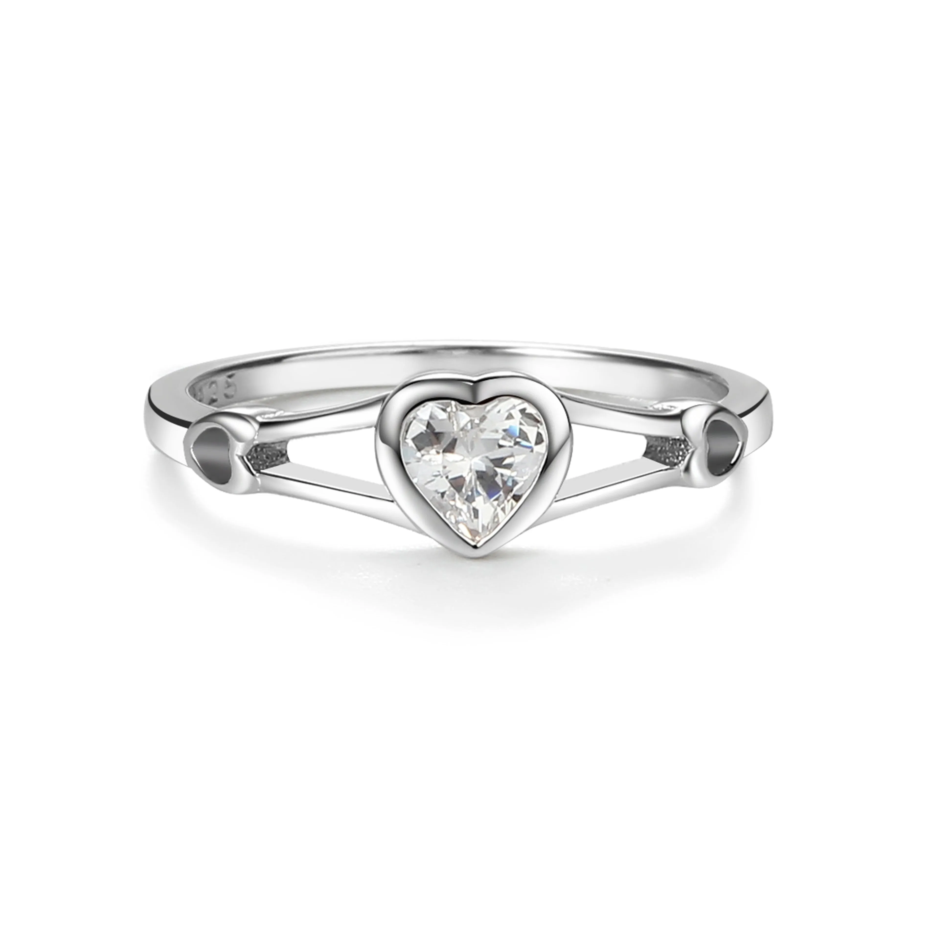Sterling Silver Open Heart Birthstone Baby Ring for Kids