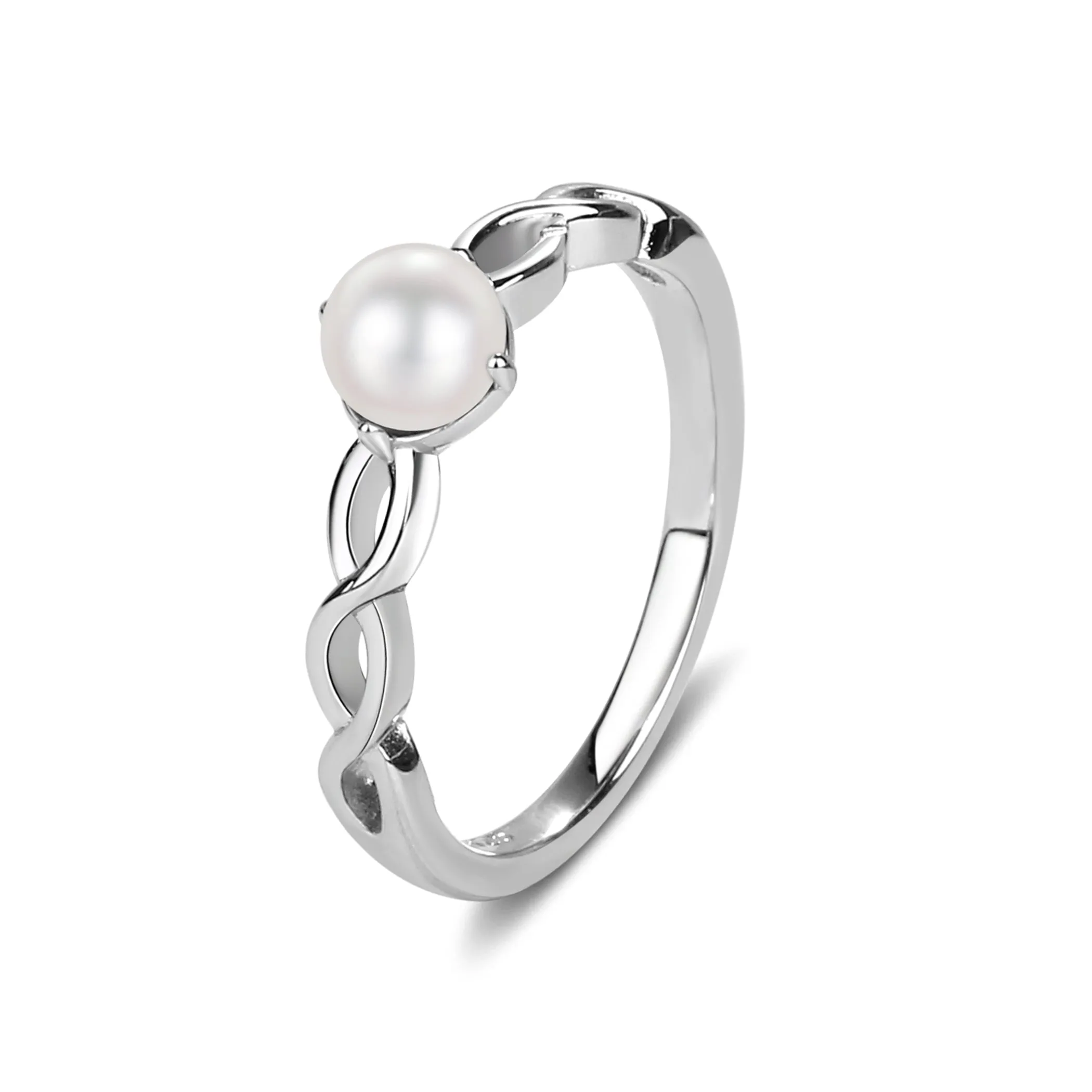 Sterling Silver Pearl Baby Ring with Twisted Band for Little Girls