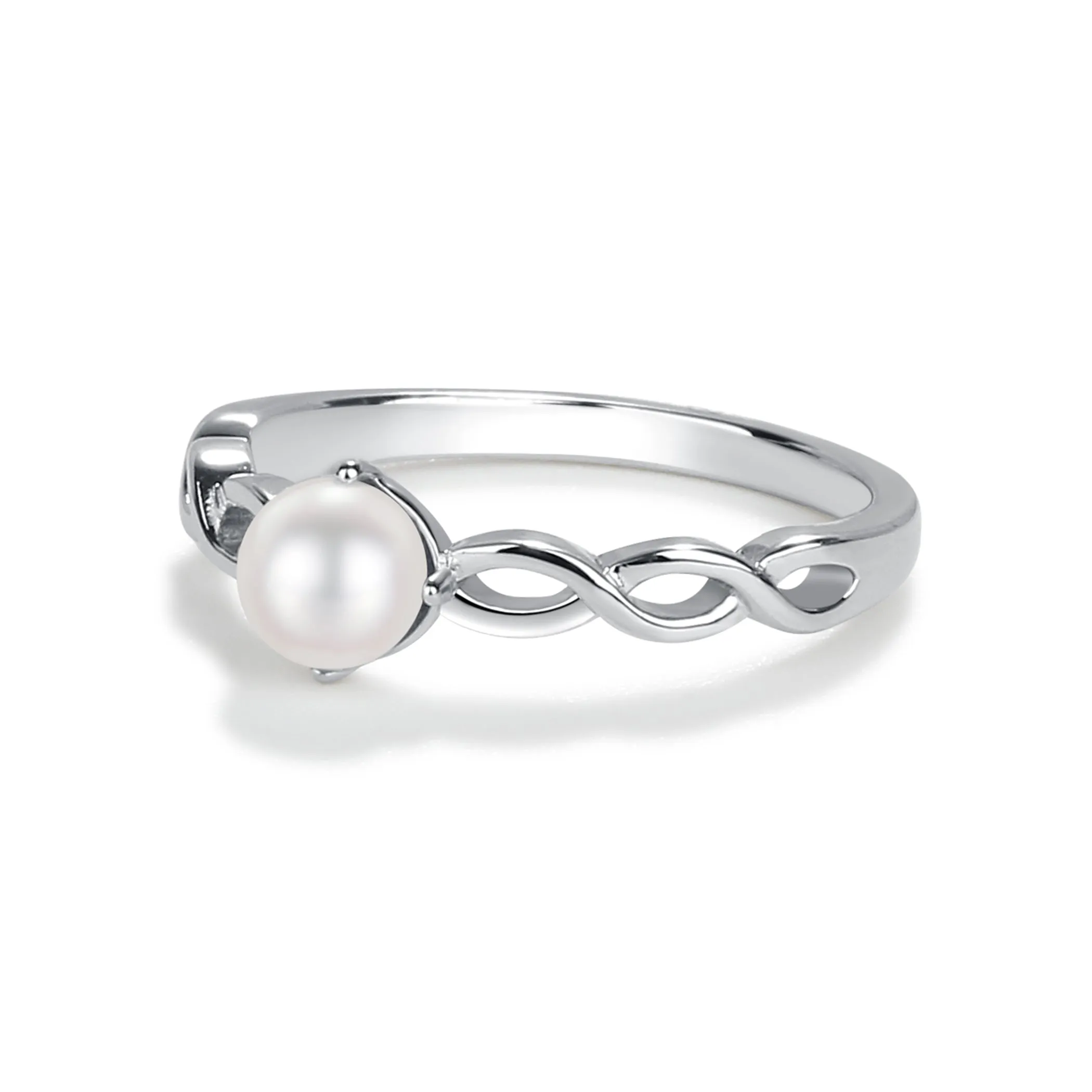 Sterling Silver Pearl Baby Ring with Twisted Band for Little Girls