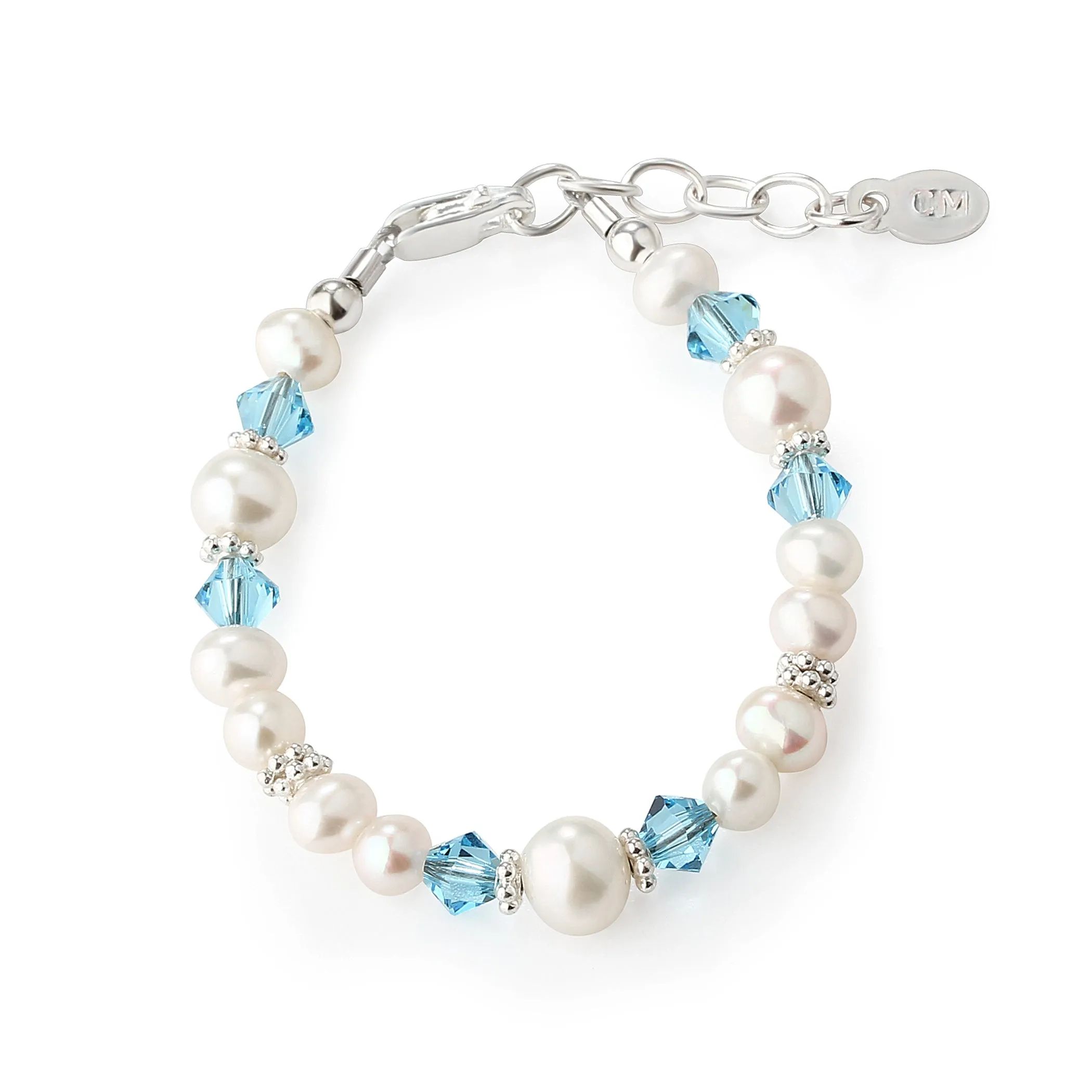 Sterling Silver Pearl Birthstone Bracelet for Babies and Kids