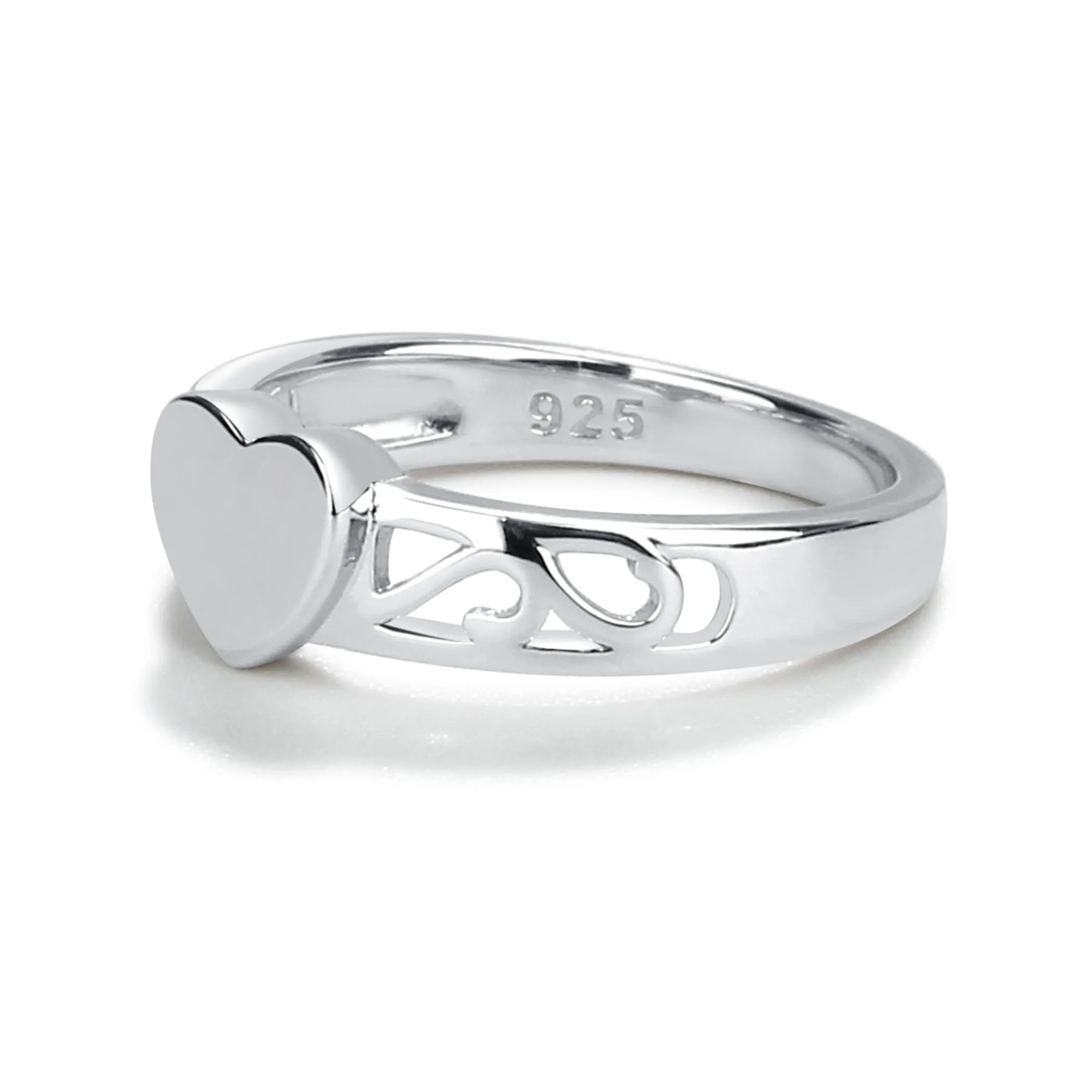 Sterling Silver Personalized Baby Heart Ring - Engraved Initial Heart Ring