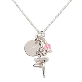 Sterling Silver Personalized Ballerina Necklace for Kids