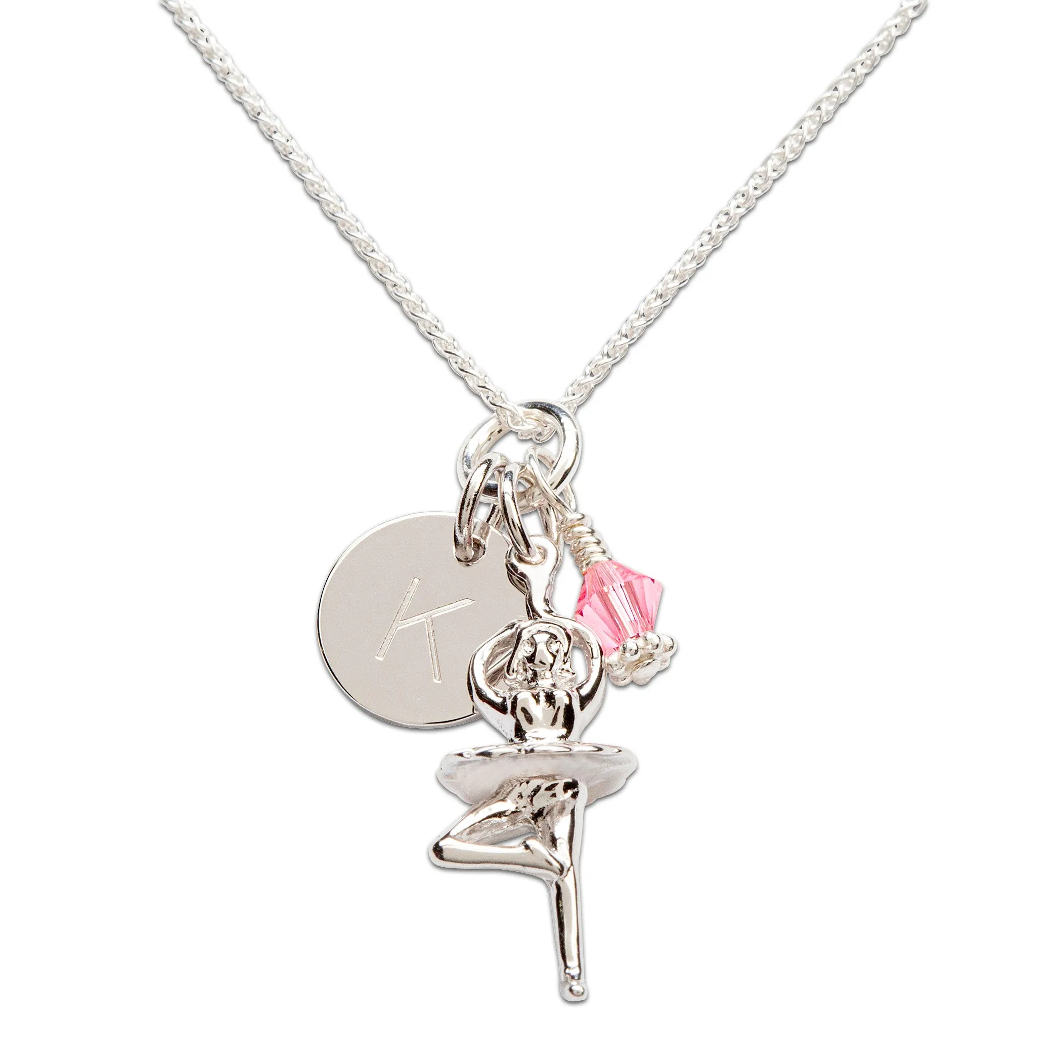 Sterling Silver Personalized Ballerina Necklace for Kids