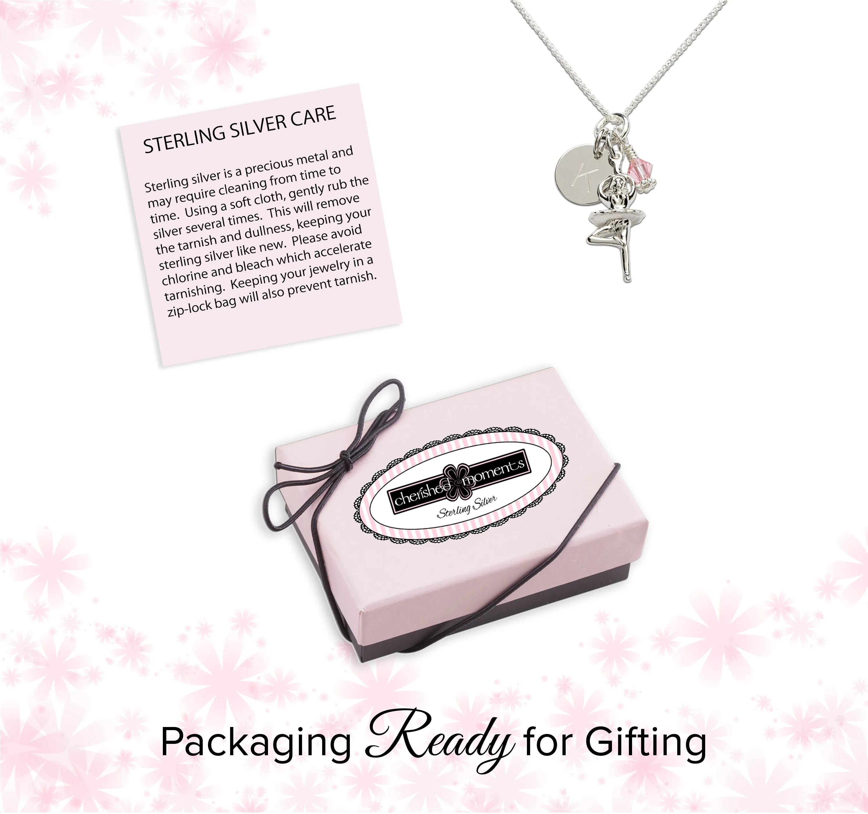 Sterling Silver Personalized Ballerina Necklace for Kids