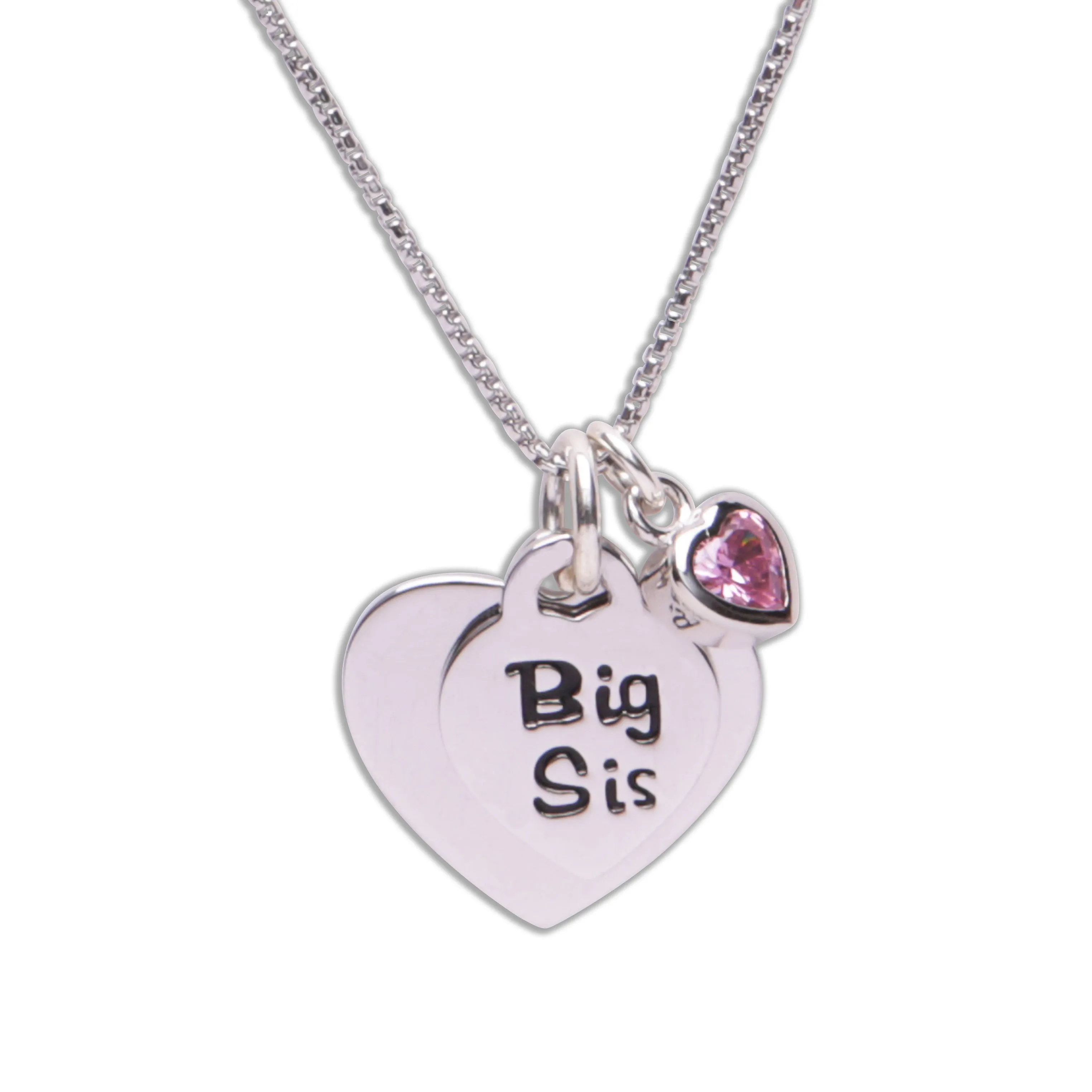 Sterling Silver Personalized Big Sis Heart Necklace for Big Sisters