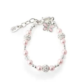 Sterling Silver Pink Butterfly Bracelet for Babies, Toddlers and Little Girls