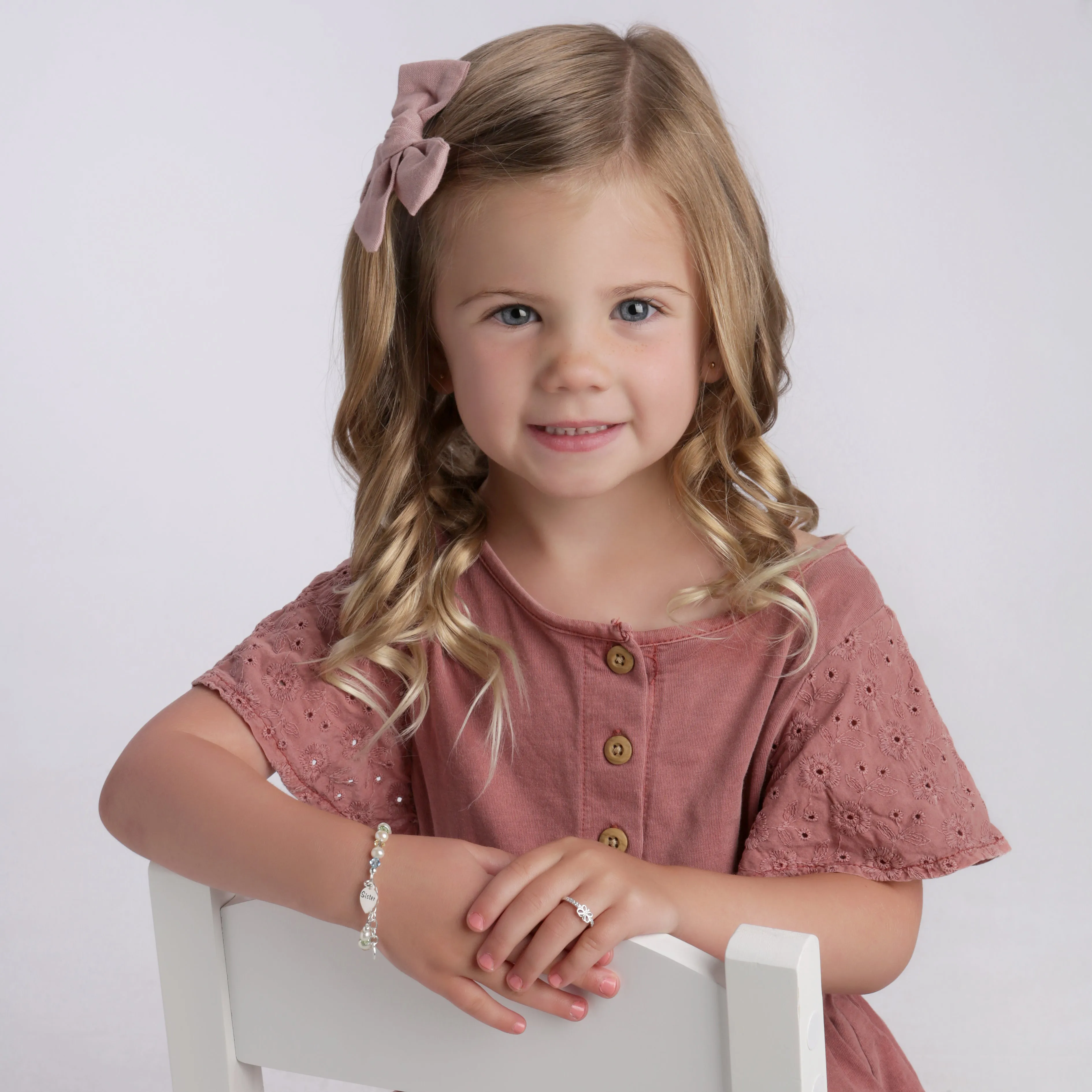 Sterling Silver Pink Butterfly Ring with CZs for Kids