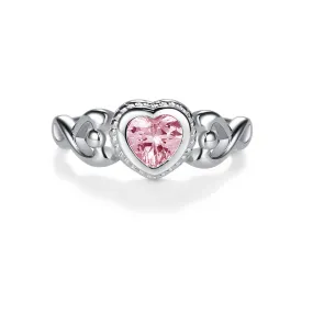 Sterling Silver Pink Heart Baby Ring for Little Girls