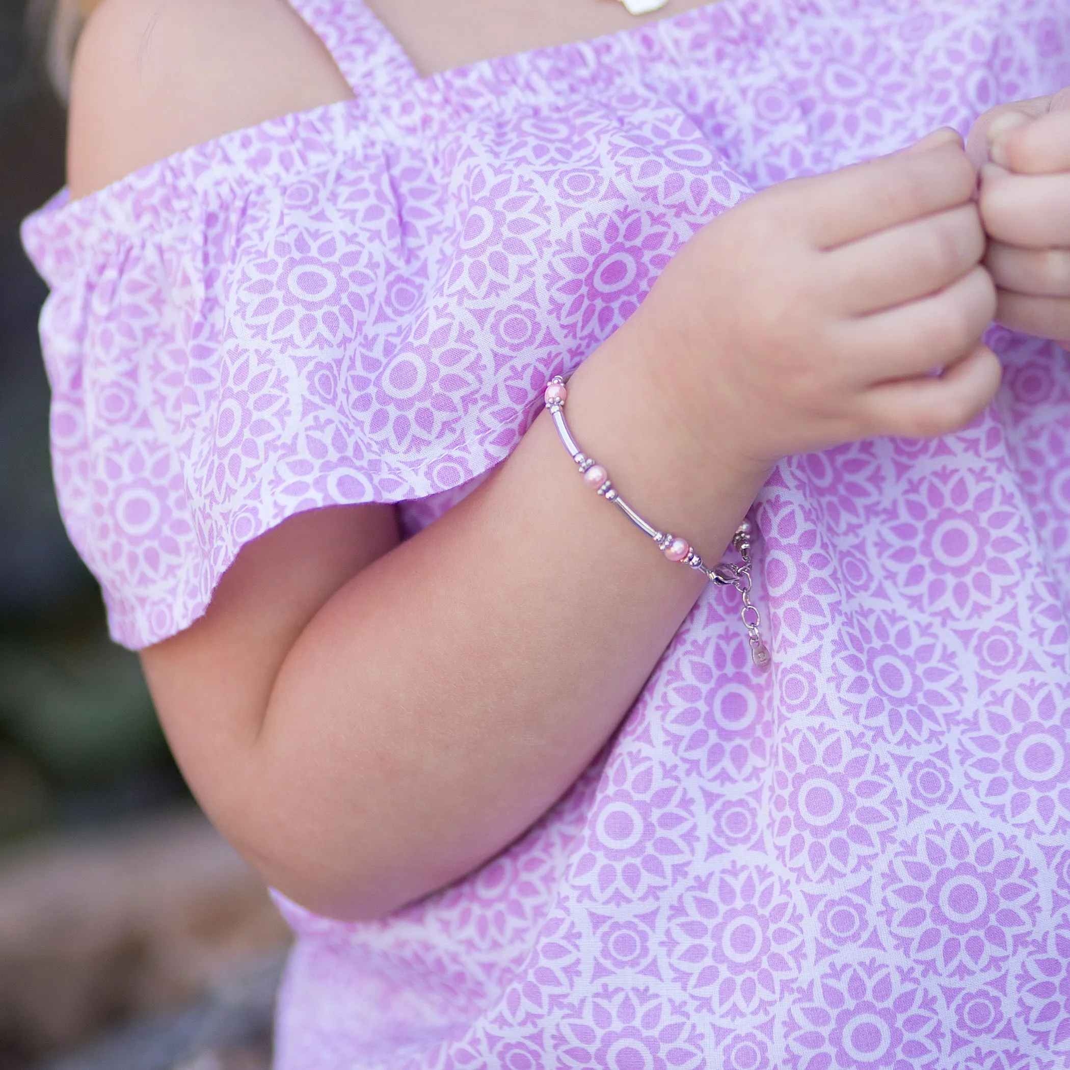 Sterling Silver Pink Pearl Bracelet for Baby and Kids