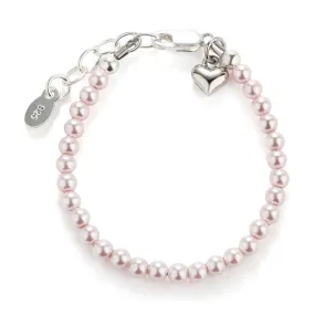 Sterling Silver Pink Simulated Pearl Baby Bracelet Girls Jewelry