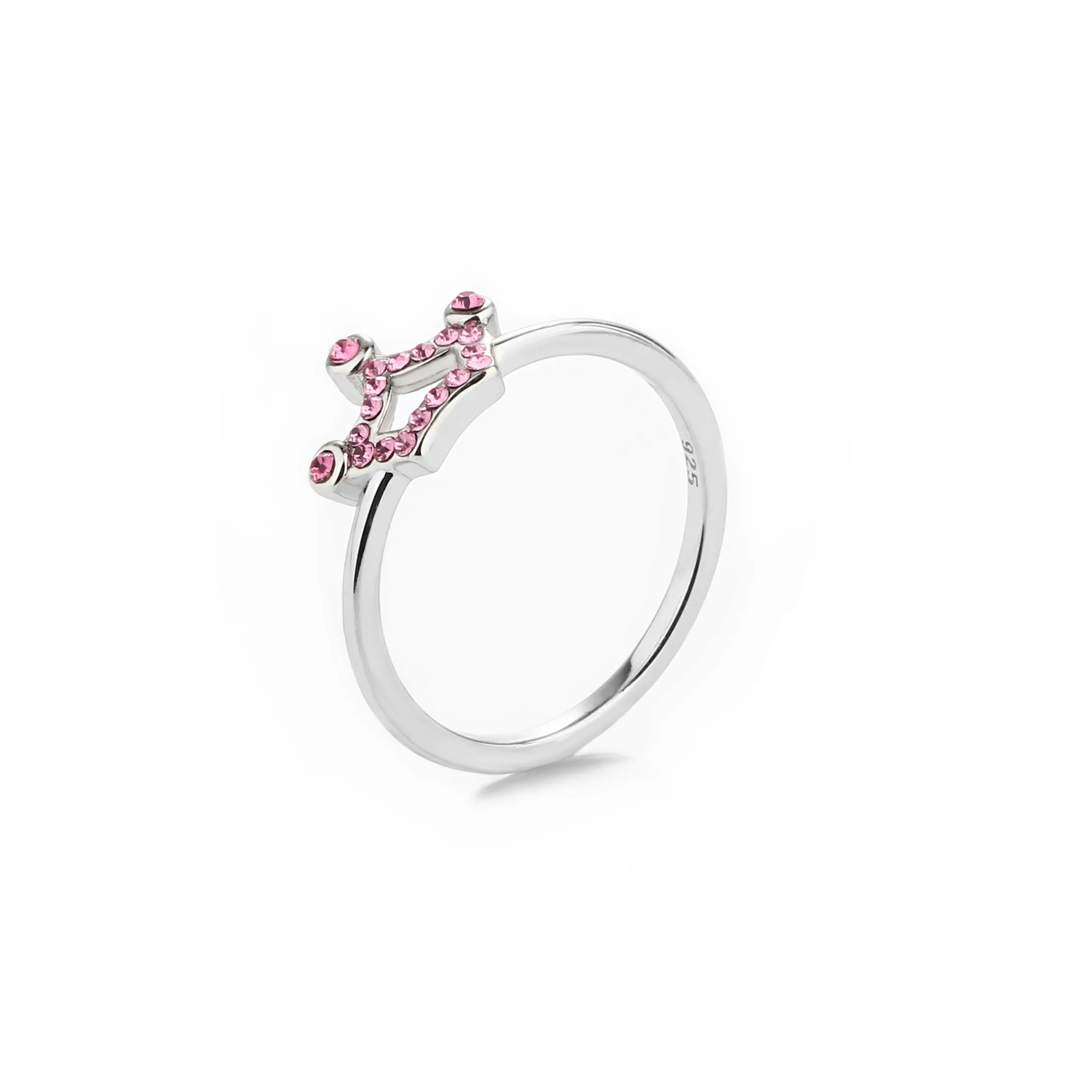 Sterling Silver Pink Tiara Baby Ring with CZs for Kids