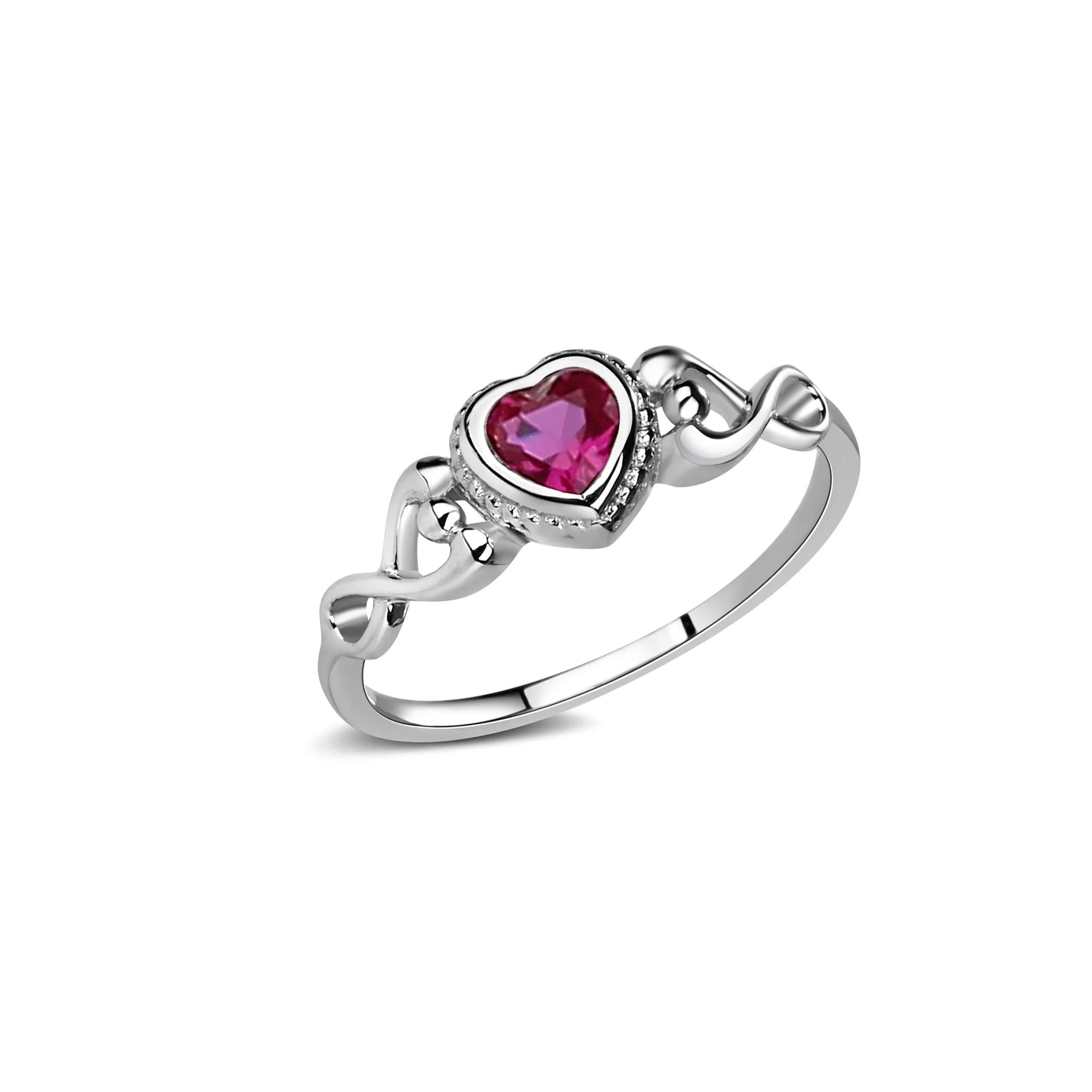 Sterling Silver Ruby Heart Baby Ring for Girls
