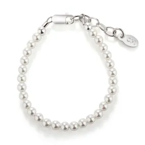 Sterling Silver Simulated Pearl Baby Bracelet for Kids and Little Girls