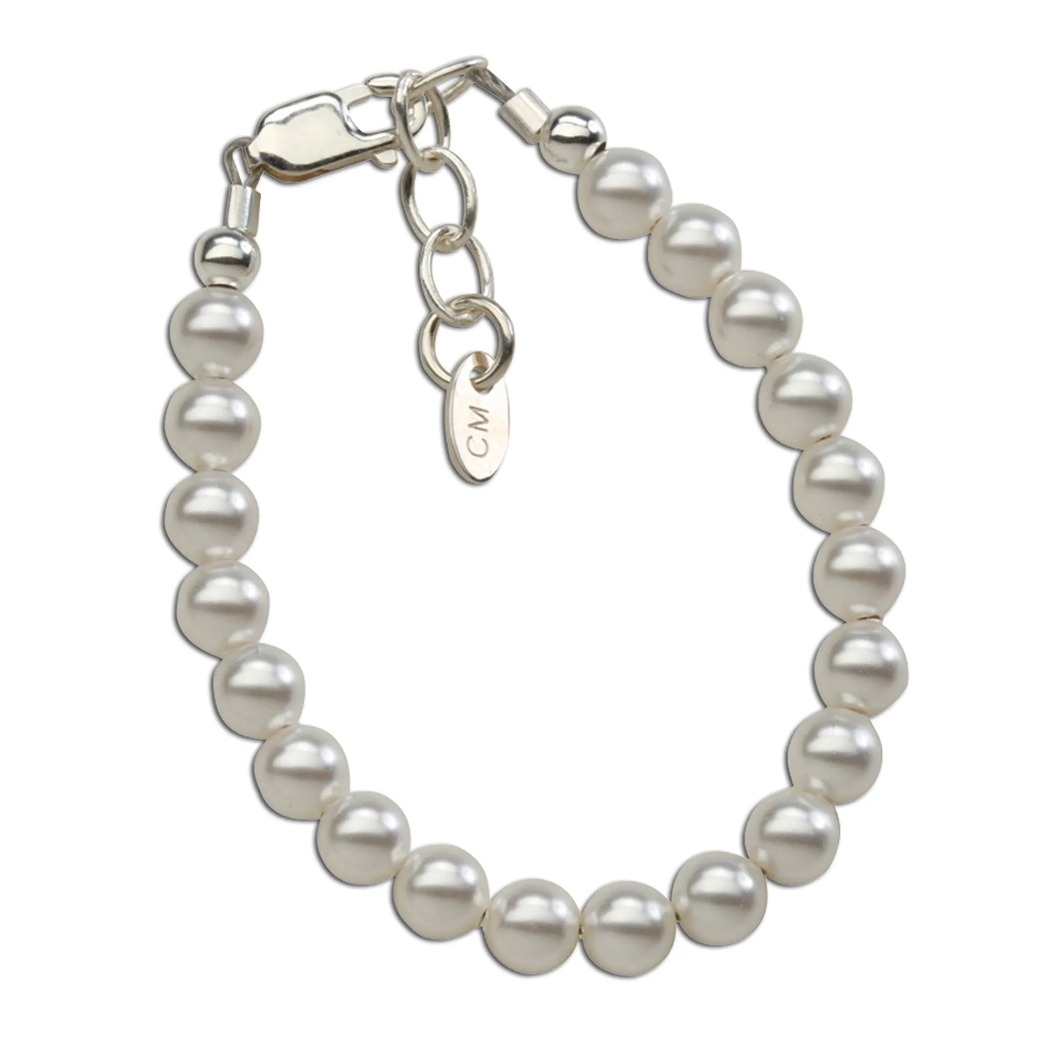 Sterling Silver Simulated Pearl Baby Bracelet for Kids