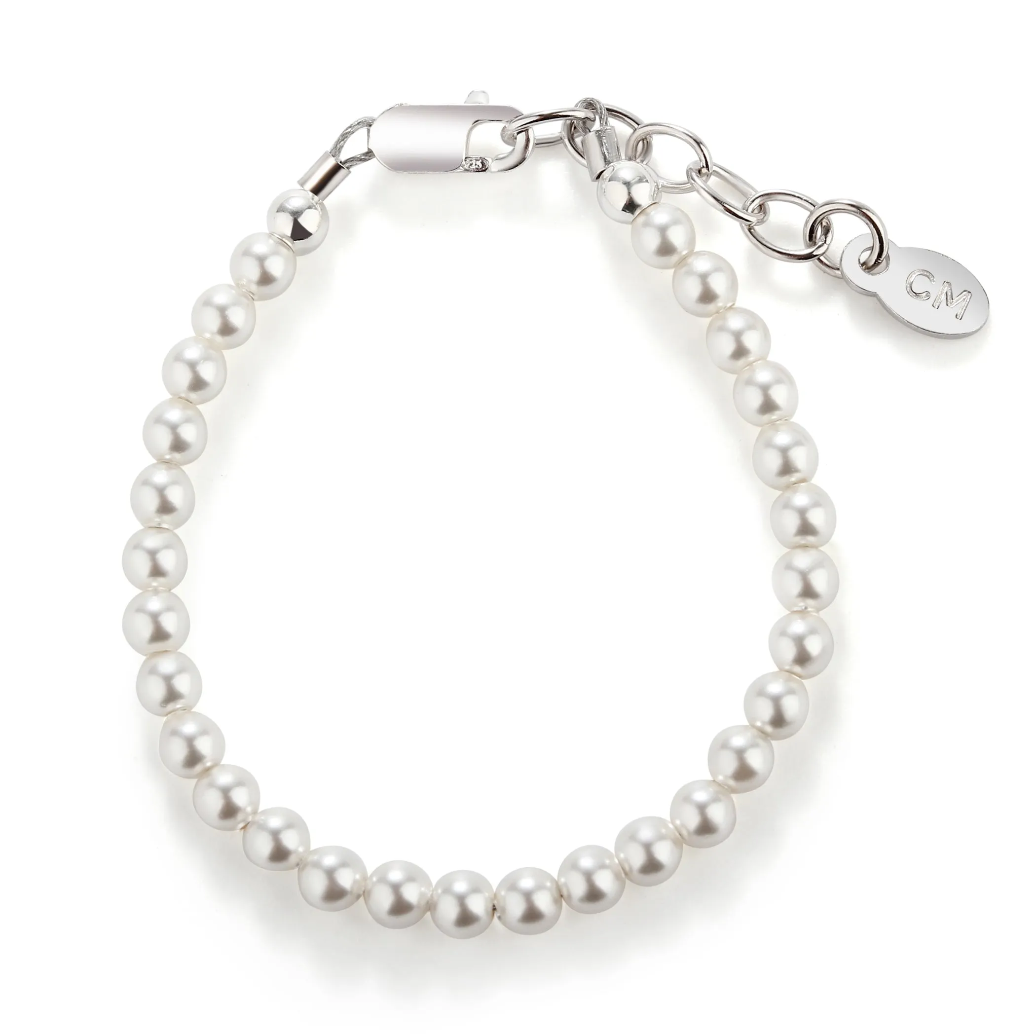 Sterling Silver Simulated Pearl Baby Bracelet for Kids