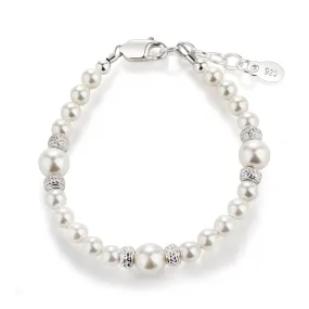 Sterling Silver Simulated Pearl Bracelet for Little Girls