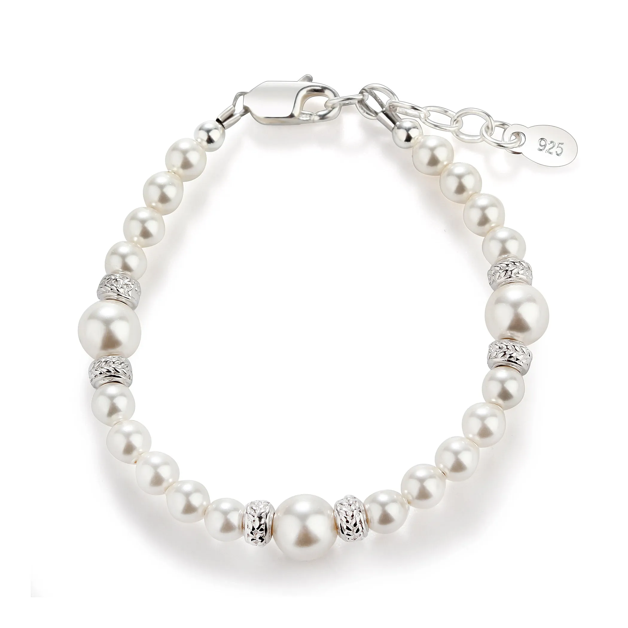Sterling Silver Simulated Pearl Bracelet for Little Girls