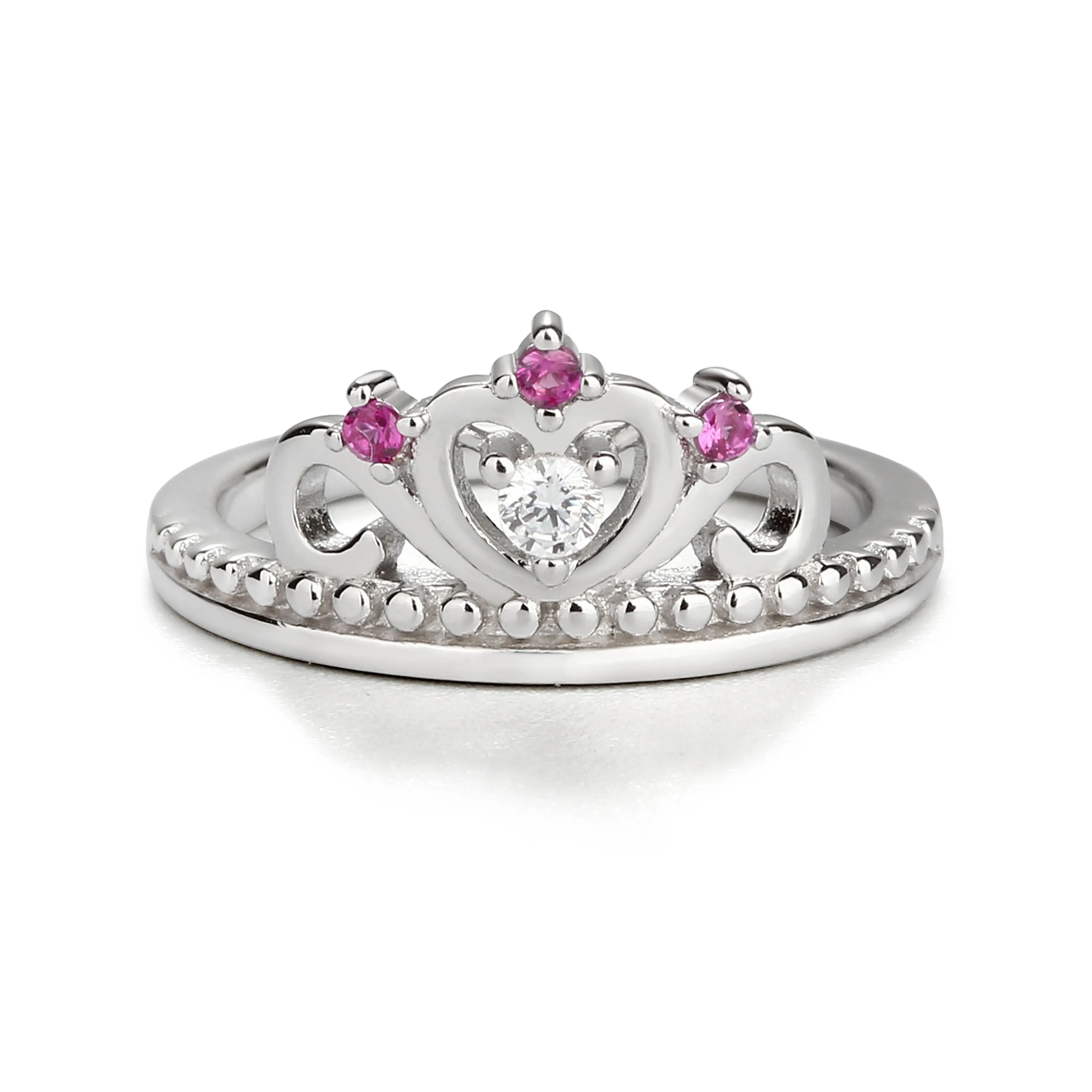 Sterling Silver Tiara Baby Ring with CZs for Kids