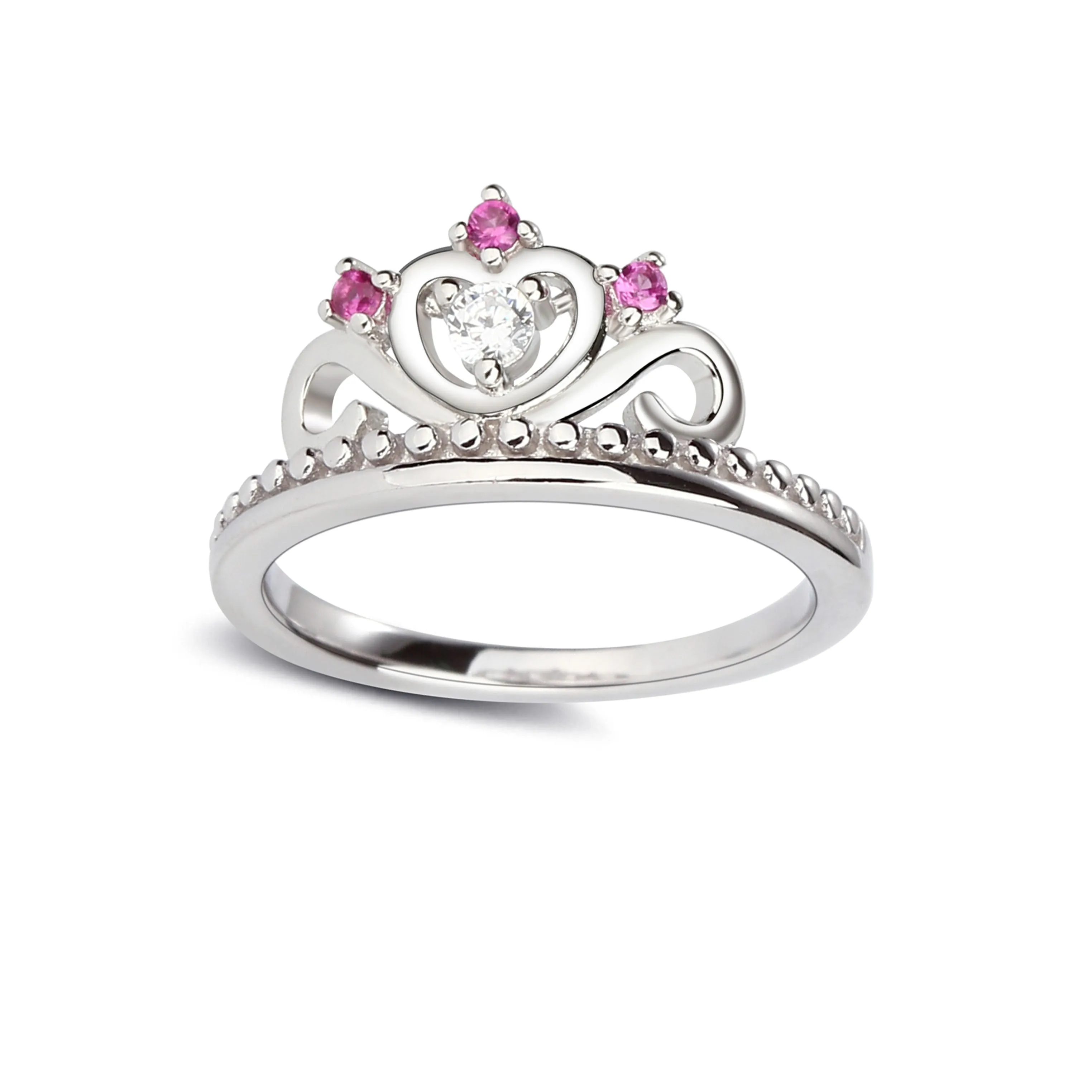 Sterling Silver Tiara Baby Ring with CZs for Kids