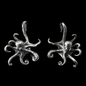 Swimming Octopus White Brass Ear Weights