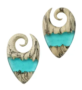 Teal Resin Bubble Tamarind Wood Ear Weights