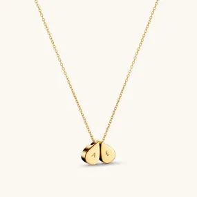 Teardrop Double Bead Necklace in Gold