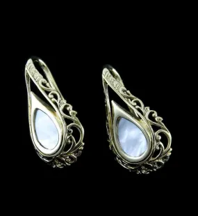 Teardrop Lattice MOP Brass Ear Weights