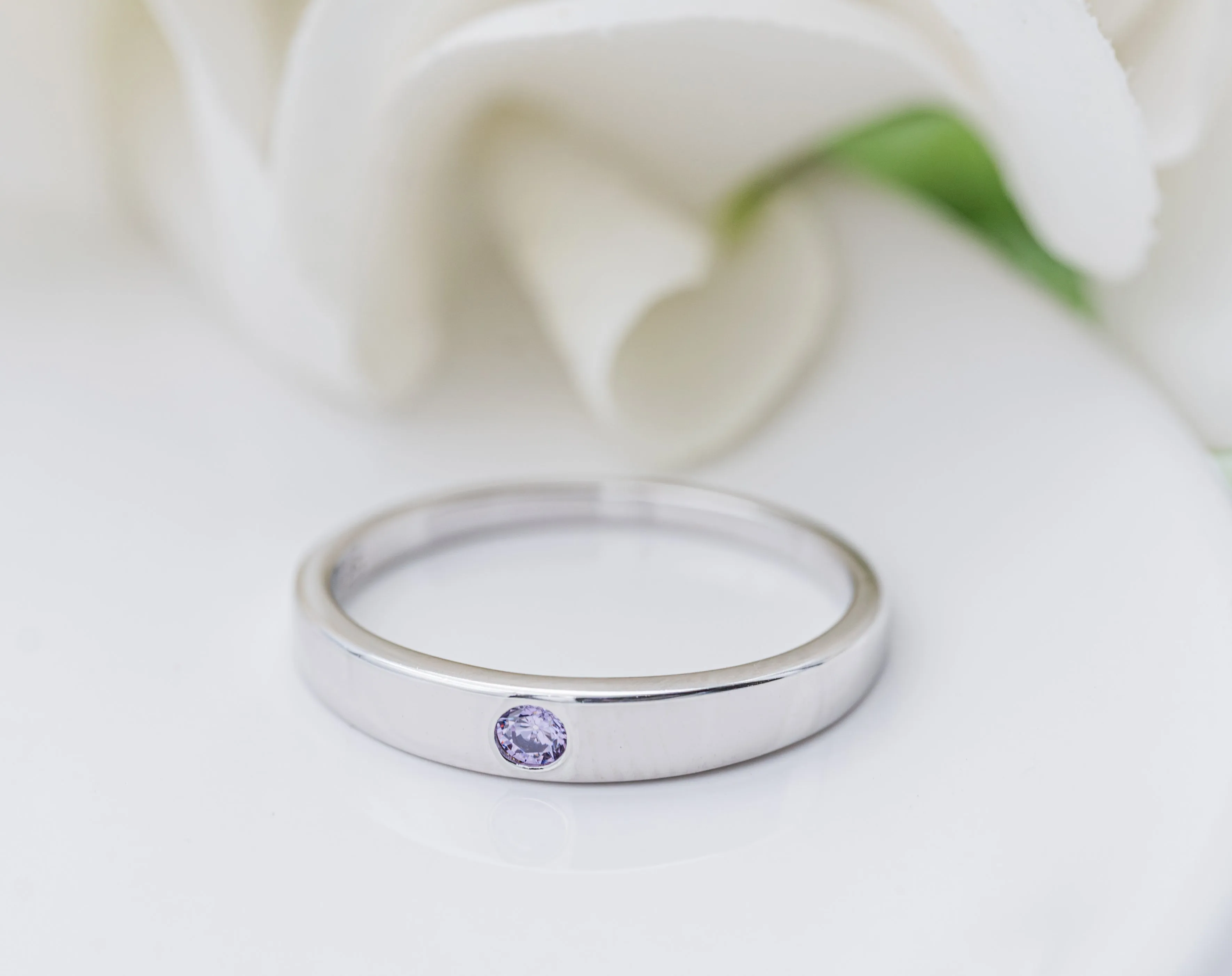 Timeless Sterling Silver Baby Ring with Genuine Amethyst