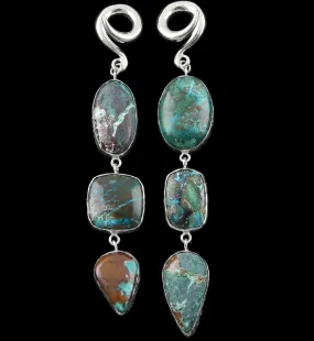Triple Chrysocolla Stone Ear Weights Version 2