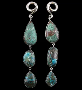 Triple Chrysocolla Stone Ear Weights Version 3