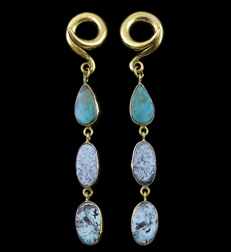 Triple Turquoise Stone Ear Weights Version 5
