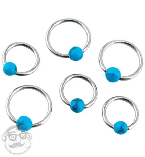 Turquoise Captive Ring Stainless Steel