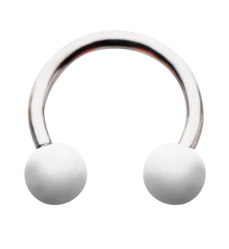 White Ceramic Ball Stainless Steel Circular Barbell