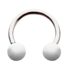 White Ceramic Ball Stainless Steel Circular Barbell