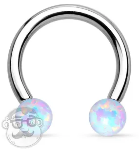 White Opalite Circular Stainless Steel Barbell